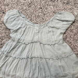 Women's Light Green Ruffled Top